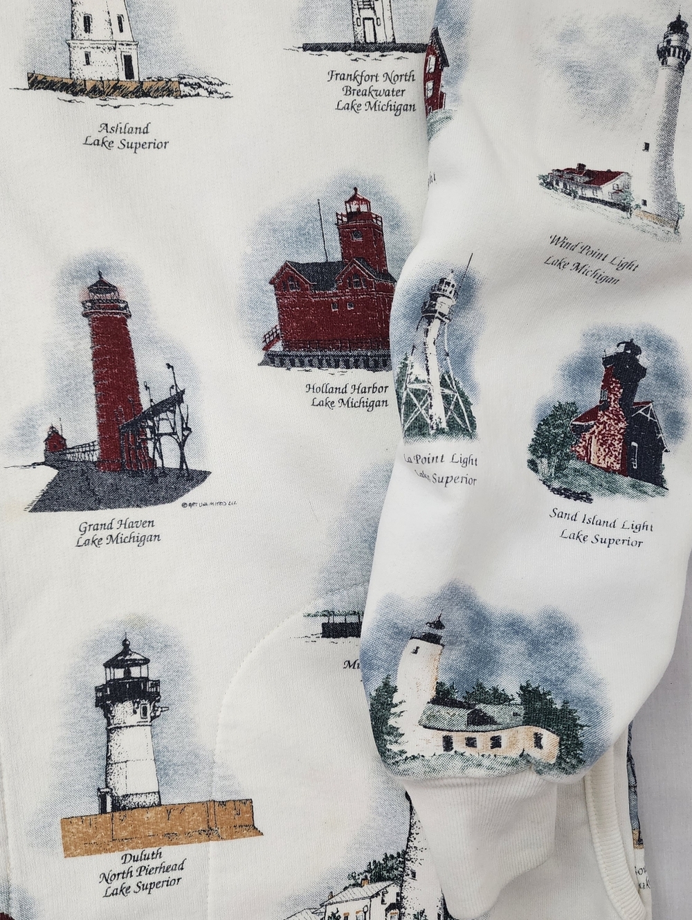 Vintage Art Unlimited Brand Lighthouse Graghic Cardigan Sweatshirt Size Large - Picture 10 of 12